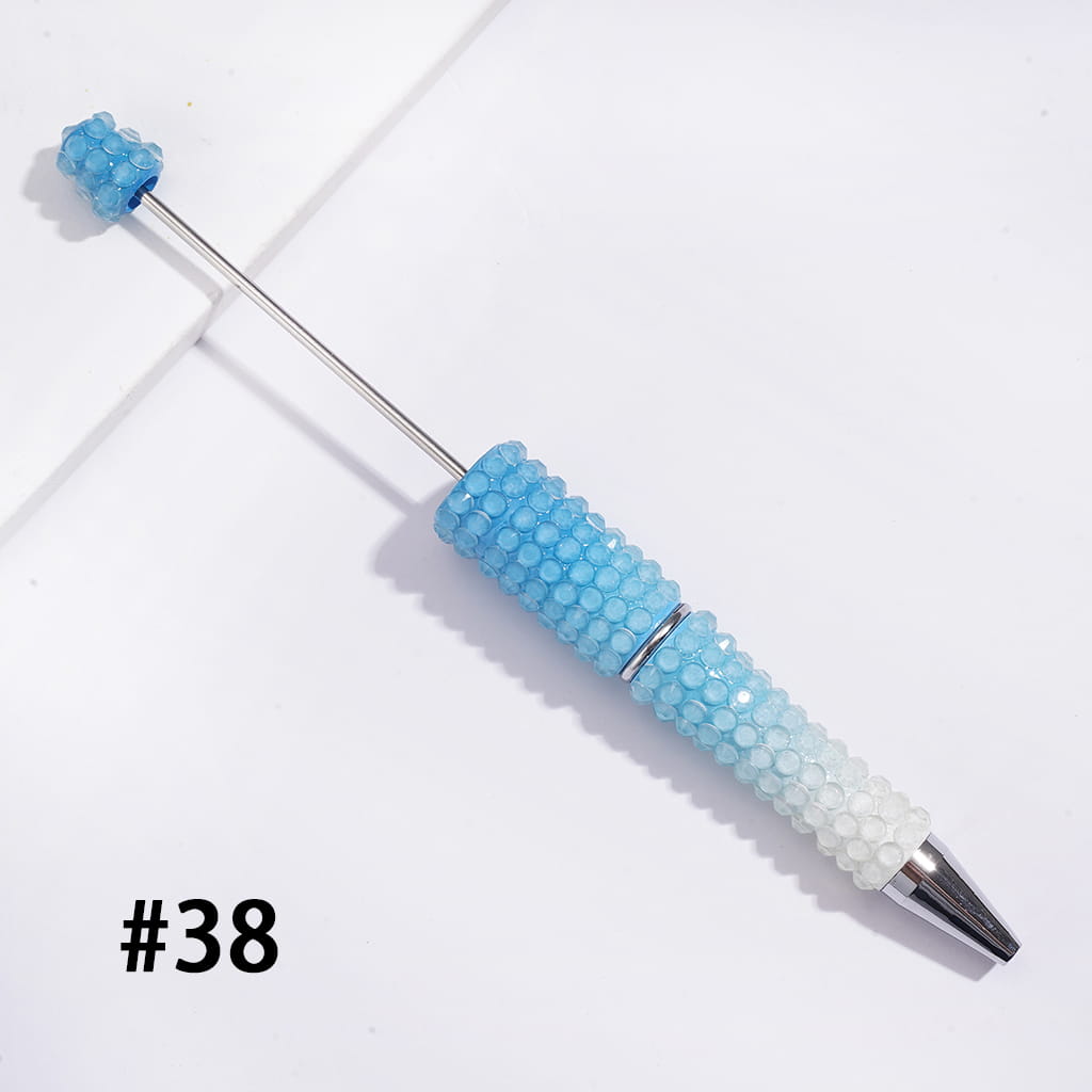 Beadable Pens w Luminous Ombre Colors, Clear Rhinestones Covering, Multi-Color