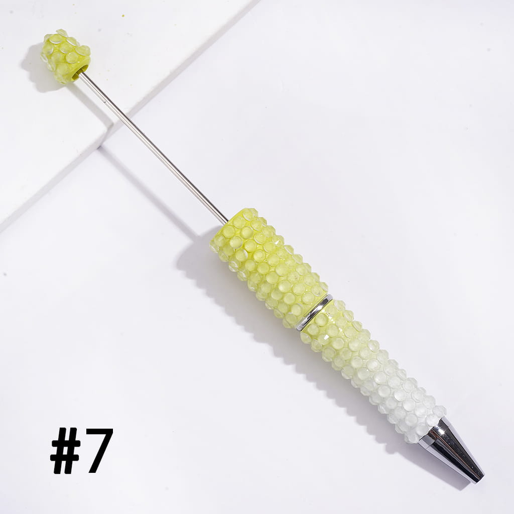 Beadable Pens w Luminous Ombre Colors, Dazzling Iridescent Rhinestones Covering, Multi-Color