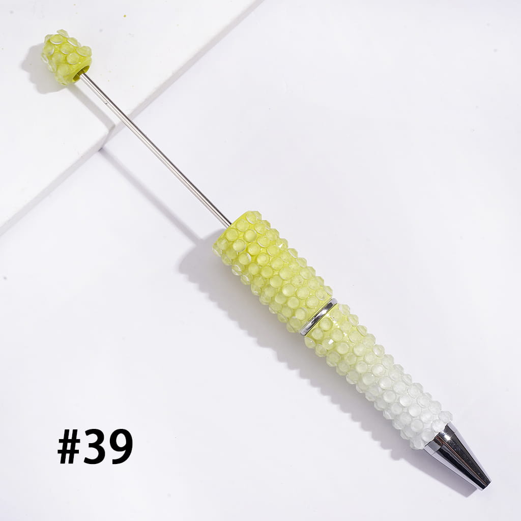 Beadable Pens w Luminous Ombre Colors, Clear Rhinestones Covering, Multi-Color