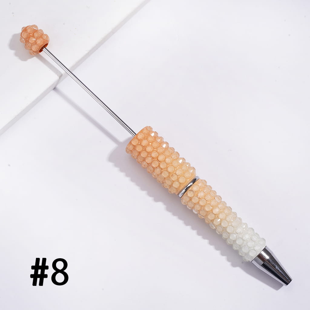 Beadable Pens w Luminous Ombre Colors, Dazzling Iridescent Rhinestones Covering, Multi-Color