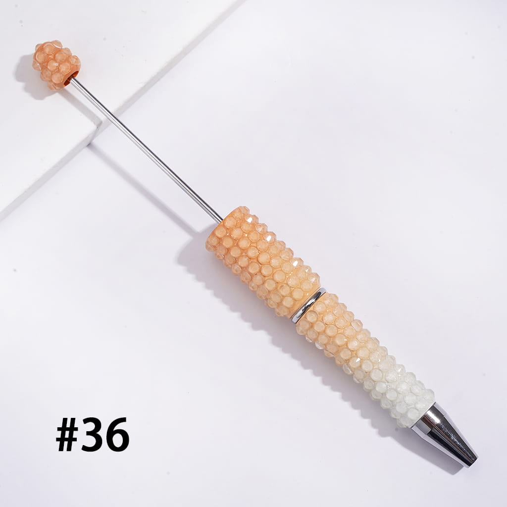 Beadable Pens w Luminous Ombre Colors, Clear Rhinestones Covering, Multi-Color