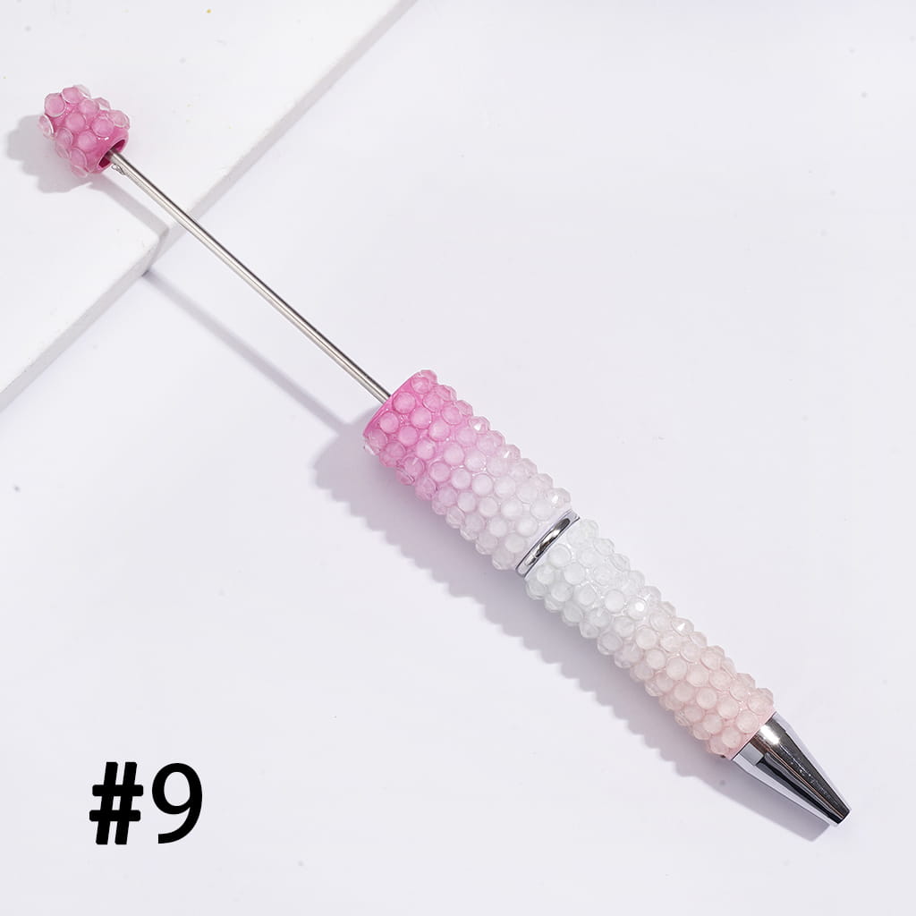 Beadable Pens w Luminous Ombre Colors, Dazzling Iridescent Rhinestones Covering, Multi-Color