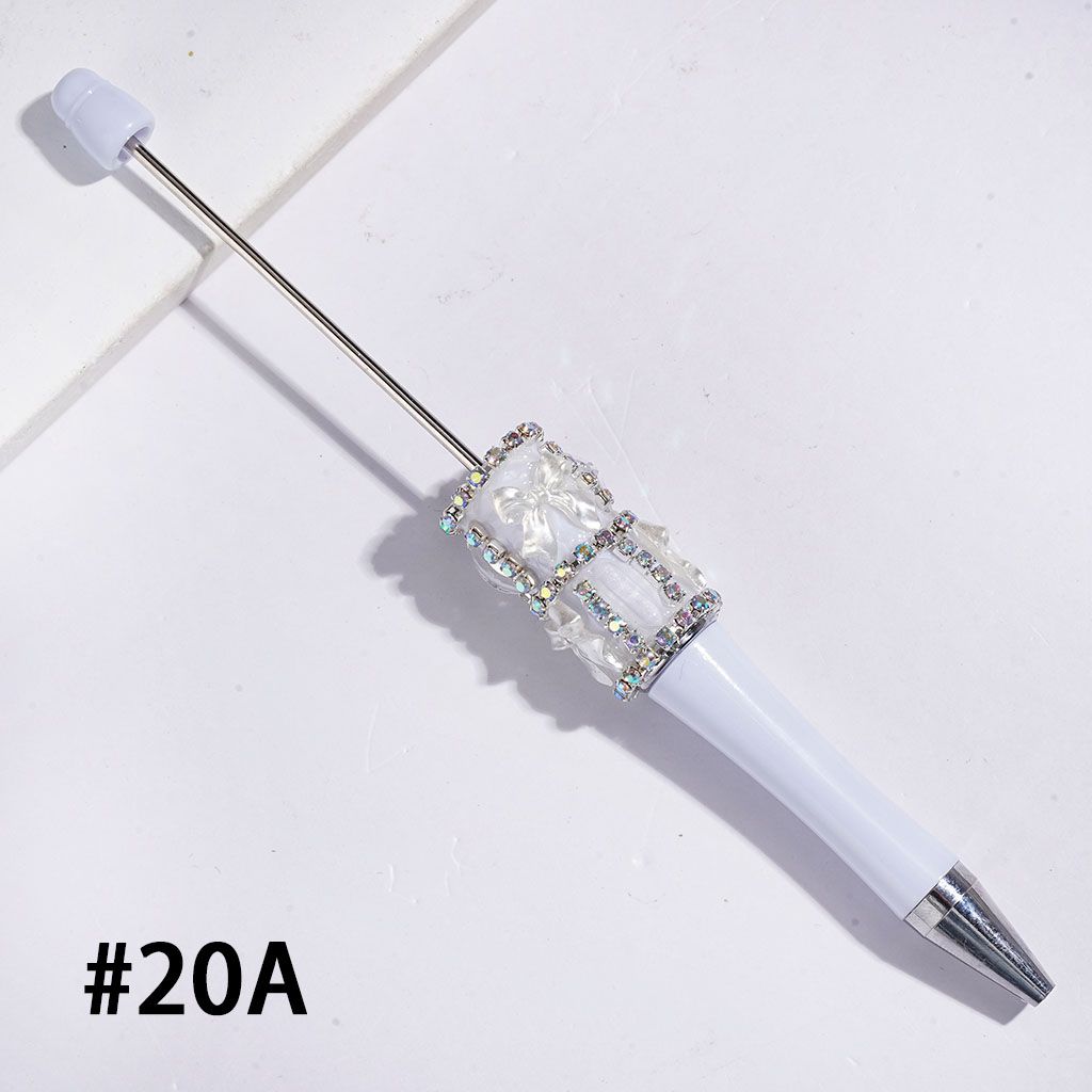 Handcrafted Beadable Pens with Pearlized Bowtie and Glittery Leaf Rhinestones, AB Rhinestone Chains, Multi-Color