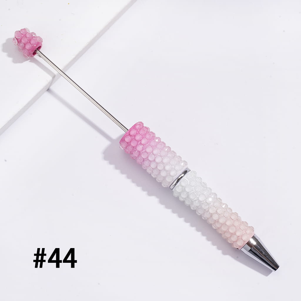 Beadable Pens w Luminous Ombre Colors, Clear Rhinestones Covering, Multi-Color