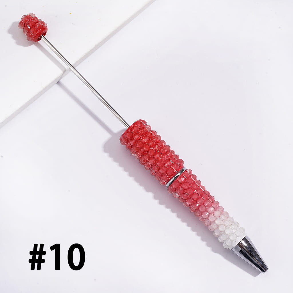 Beadable Pens w Luminous Ombre Colors, Dazzling Iridescent Rhinestones Covering, Multi-Color