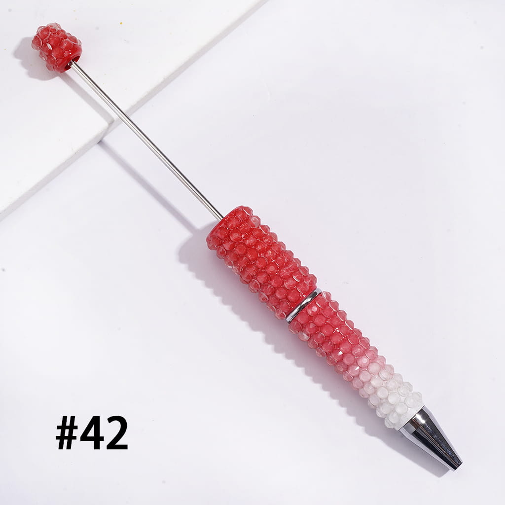 Beadable Pens w Luminous Ombre Colors, Clear Rhinestones Covering, Multi-Color