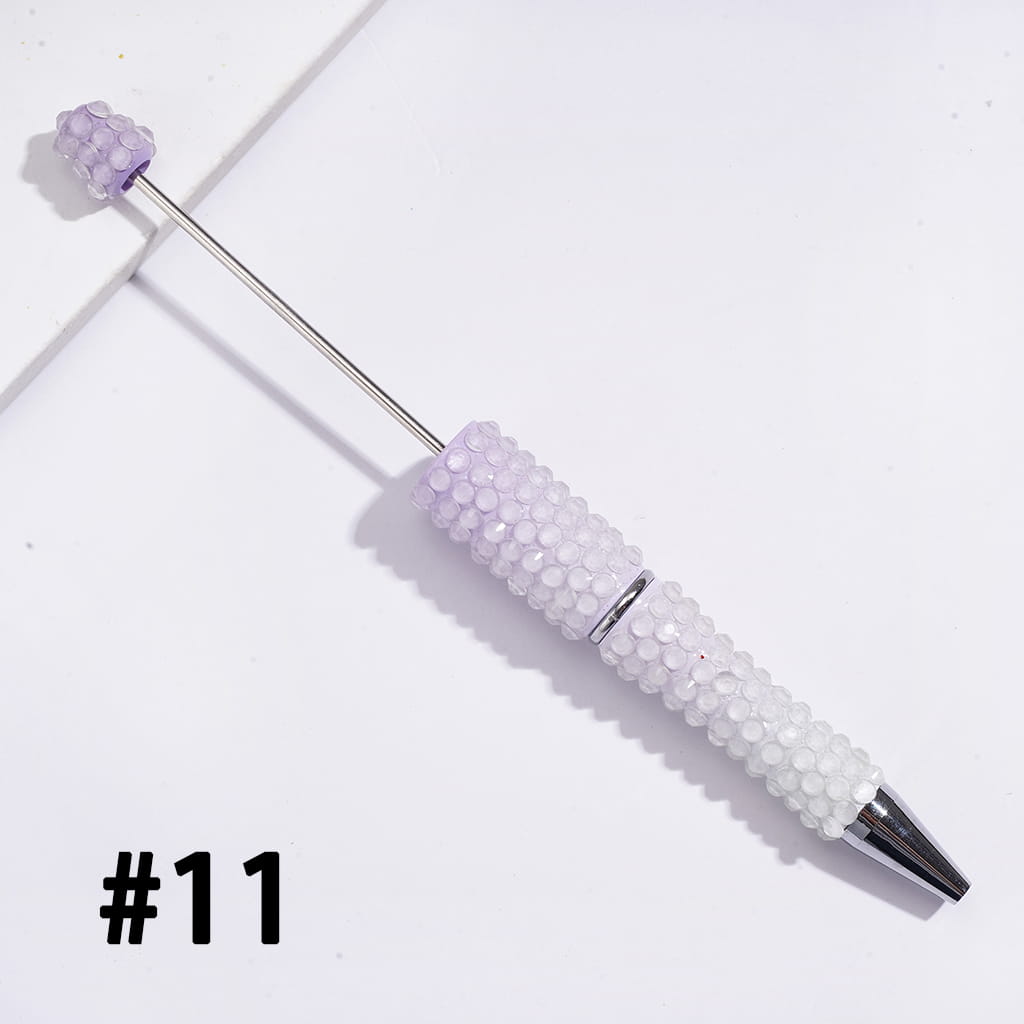 Beadable Pens w Luminous Ombre Colors, Dazzling Iridescent Rhinestones Covering, Multi-Color