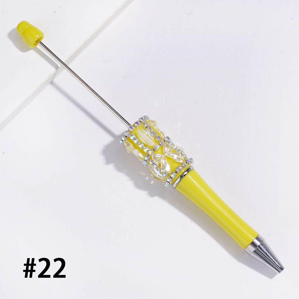 Handcrafted Beadable Pens with Pearlized Bowtie and Glittery Leaf Rhinestones, AB Rhinestone Chains, Multi-Color