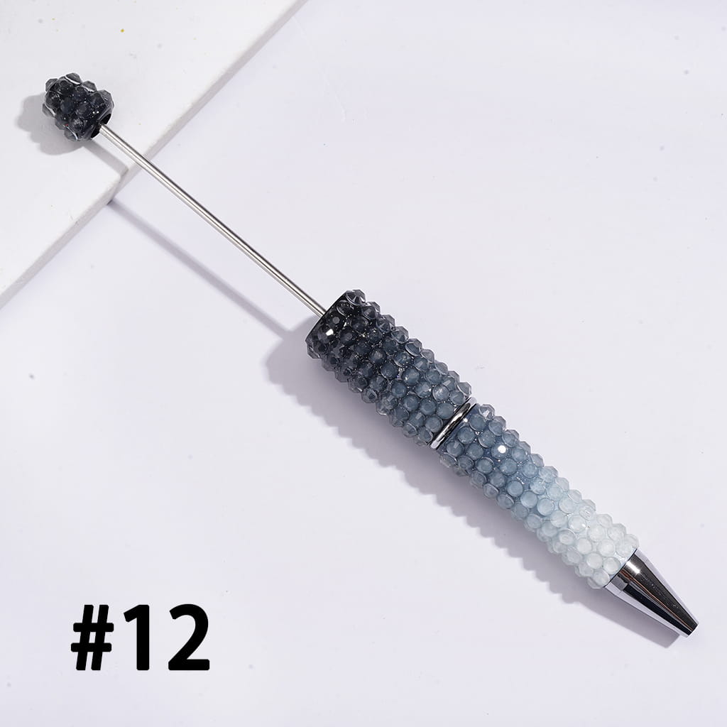 Beadable Pens w Luminous Ombre Colors, Dazzling Iridescent Rhinestones Covering, Multi-Color