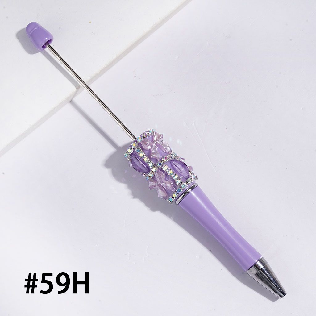 Handcrafted Beadable Pens with Pearlized Bowtie and Glittery Leaf Rhinestones, AB Rhinestone Chains, Multi-Color
