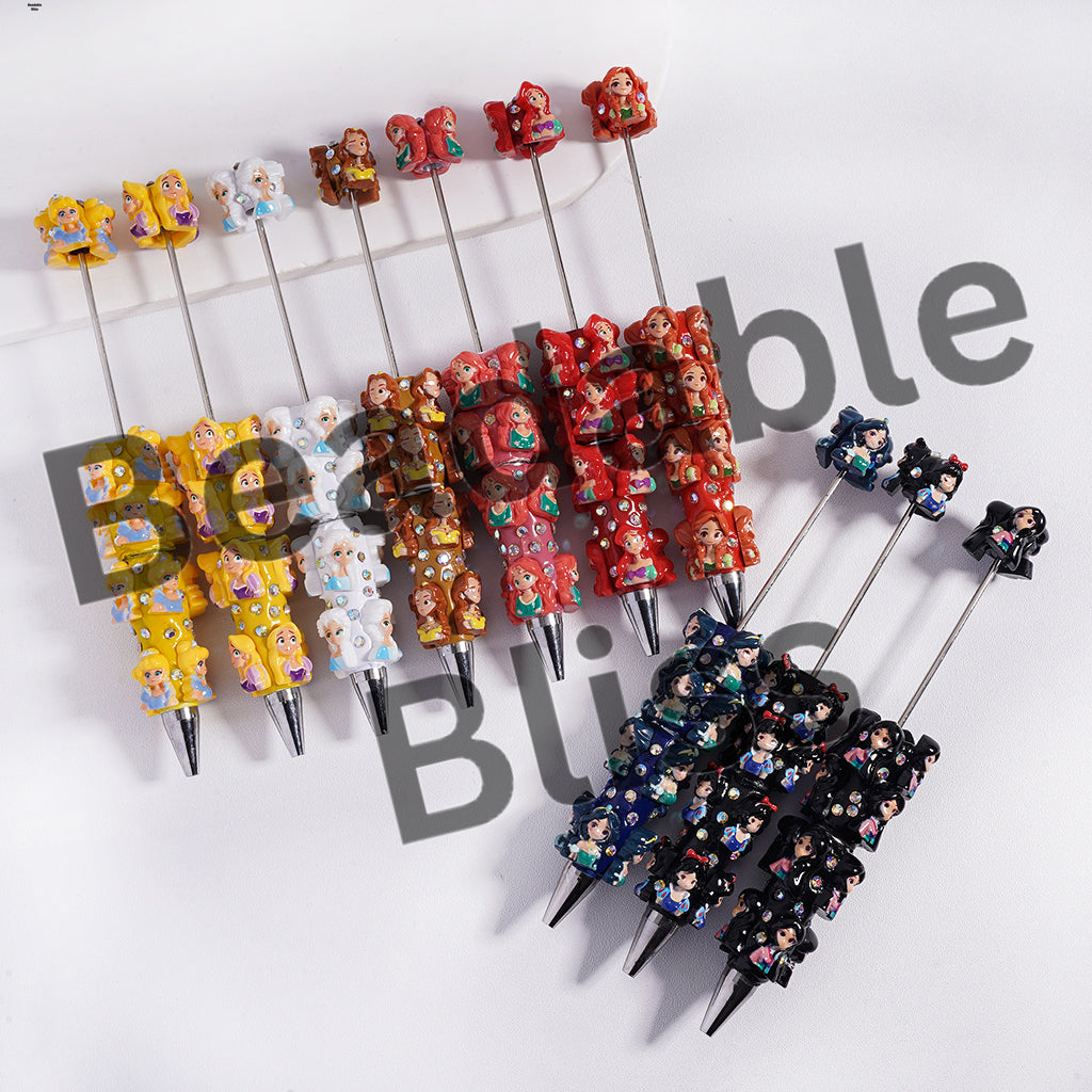 Beadable Clay Pens with Mini Classic Princess Series and AB Rhinestones