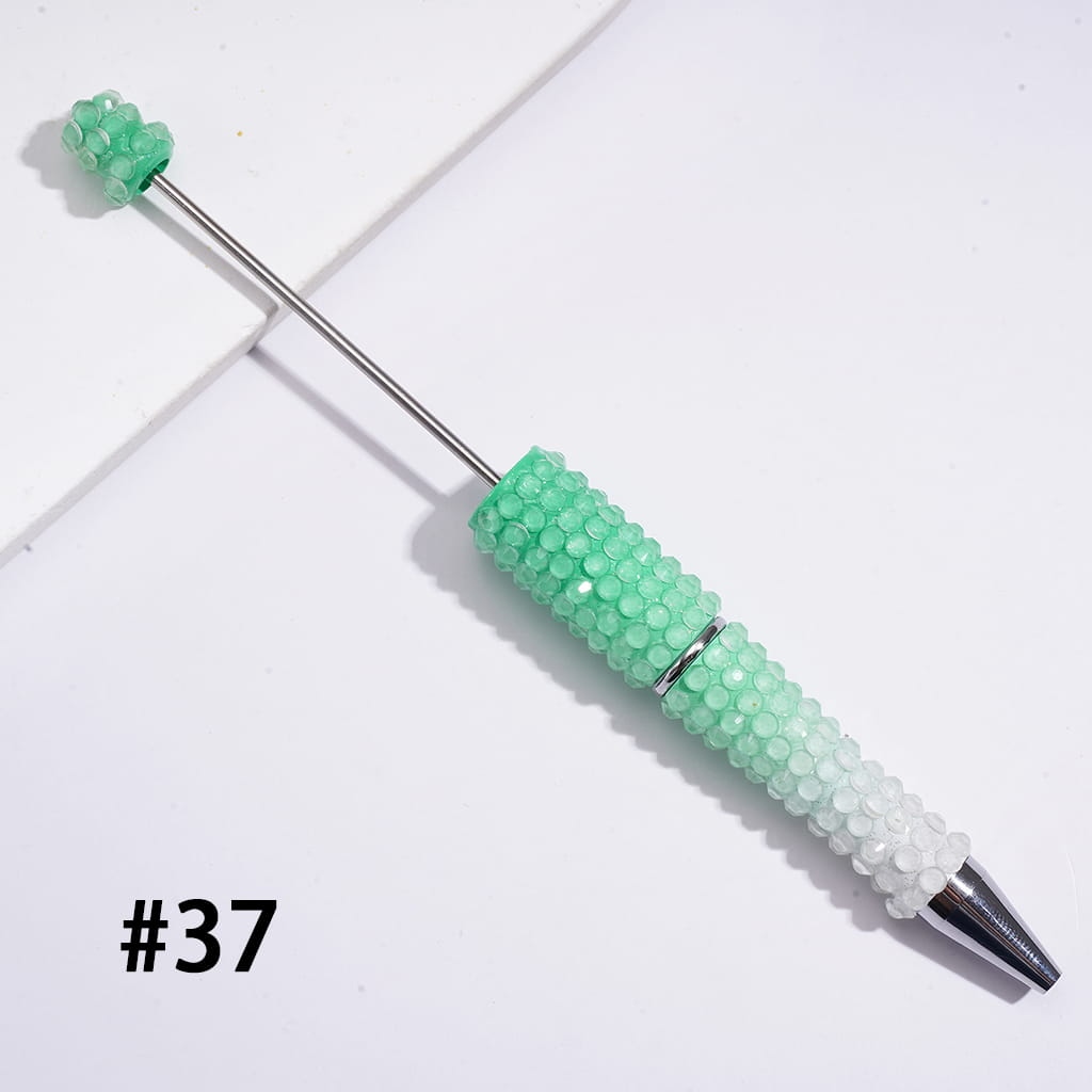 Beadable Pens w Luminous Ombre Colors, Clear Rhinestones Covering, Multi-Color