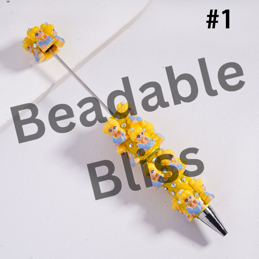 Beadable Clay Pens with Mini Classic Princess Series and AB Rhinestones