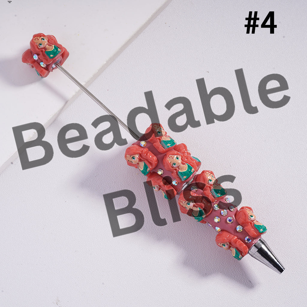 Beadable Clay Pens with Mini Classic Princess Series and AB Rhinestones