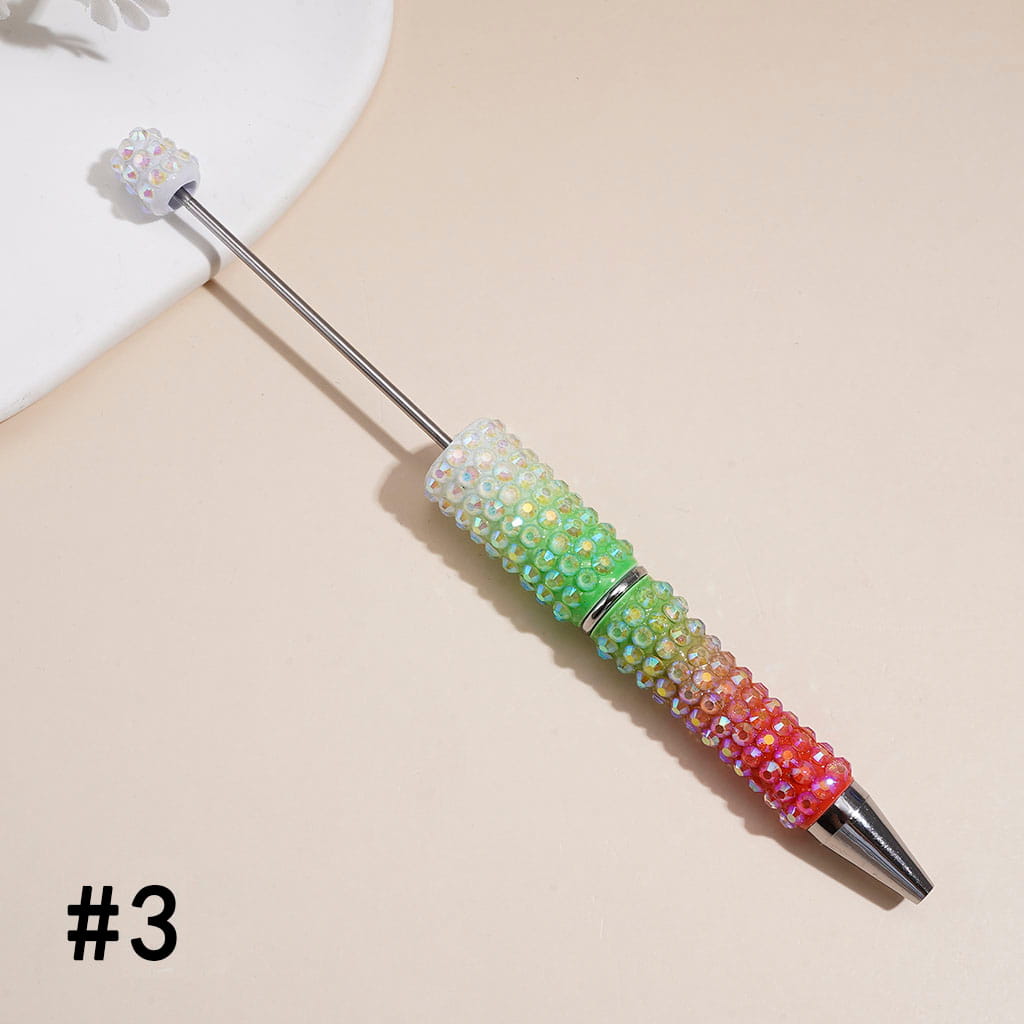Beadable Pens with Ombre Colors Dazzling Iridescent Rhinestones Covered the Entire Pen