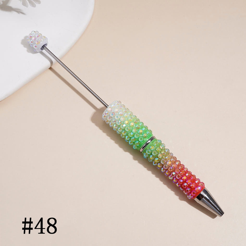 Beadable Pens with Ombre Colors Dazzling Iridescent AB Rhinestones Covered the Entire Pen