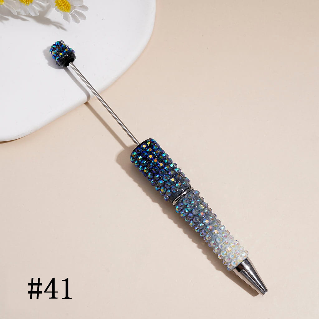 Beadable Pens with Ombre Colors Dazzling Iridescent AB Rhinestones Covered the Entire Pen