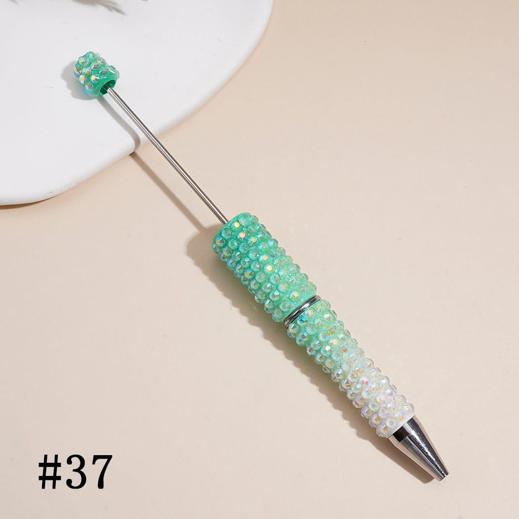 Beadable Pens with Ombre Colors Dazzling Iridescent AB Rhinestones Covered the Entire Pen