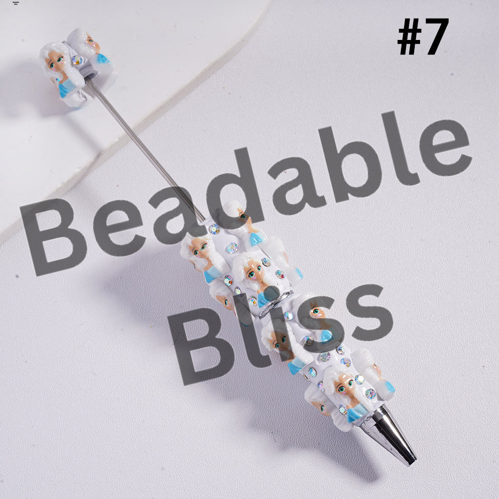 Beadable Clay Pens with Mini Classic Princess Series and AB Rhinestones
