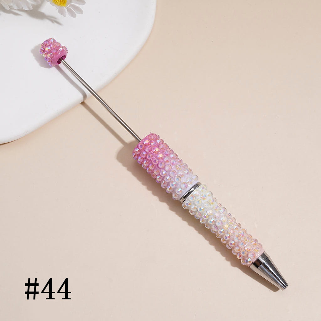Beadable Pens with Ombre Colors Dazzling Iridescent AB Rhinestones Covered the Entire Pen