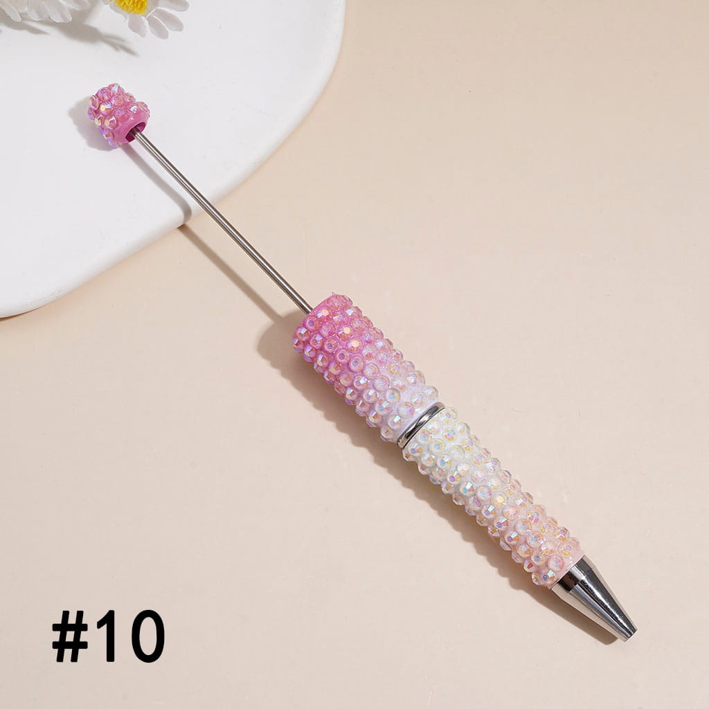 Beadable Pens with Ombre Colors Dazzling Iridescent Rhinestones Covered the Entire Pen