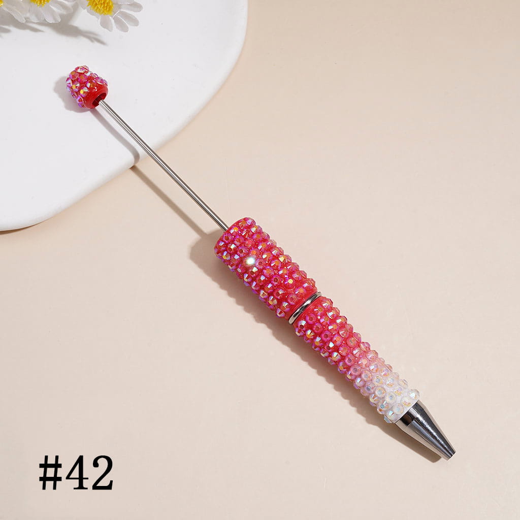 Beadable Pens with Ombre Colors Dazzling Iridescent AB Rhinestones Covered the Entire Pen