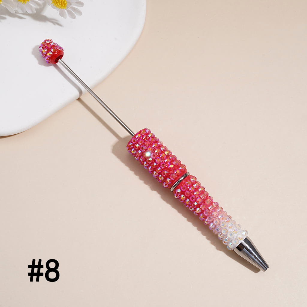 Beadable Pens with Ombre Colors Dazzling Iridescent Rhinestones Covered the Entire Pen