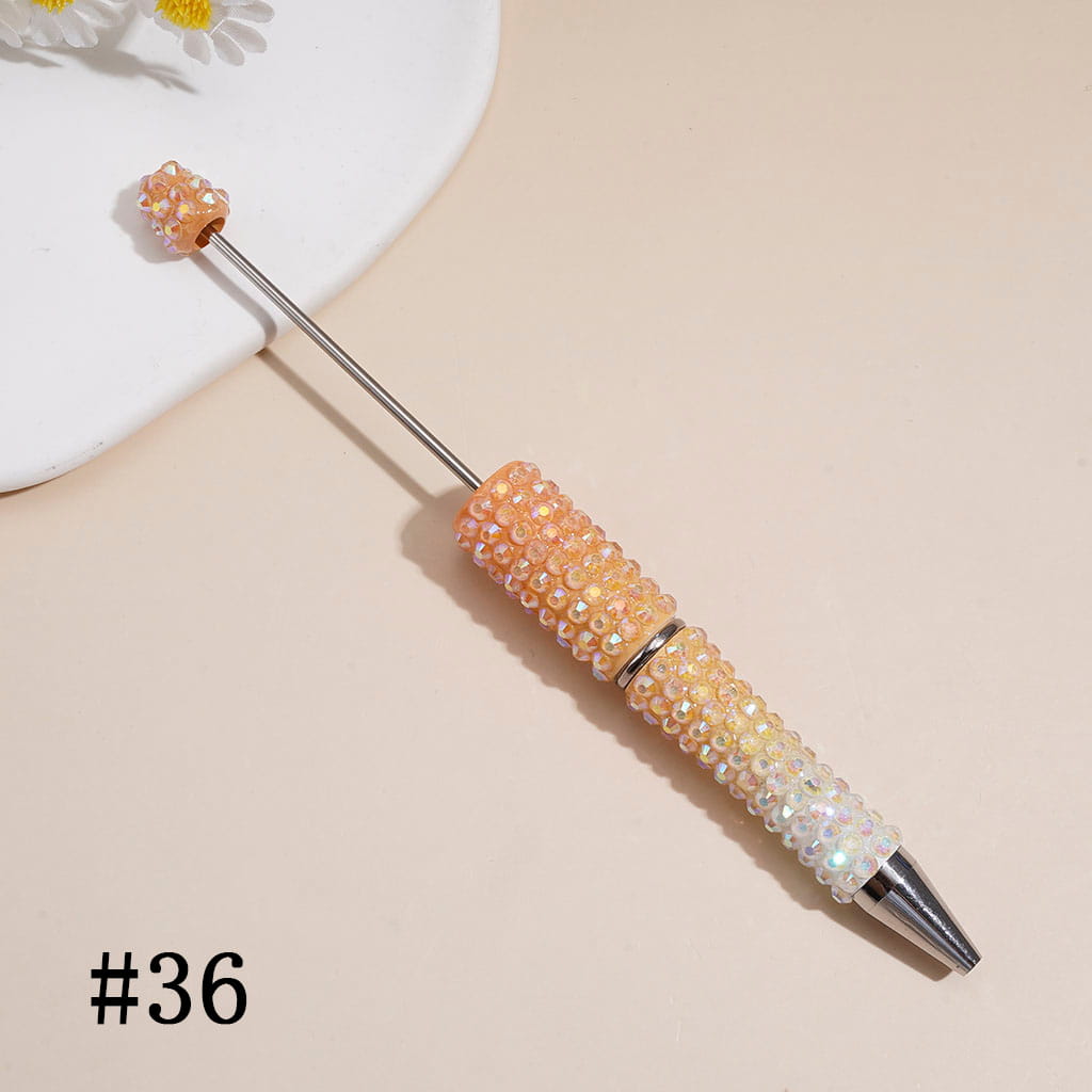 Beadable Pens with Ombre Colors Dazzling Iridescent AB Rhinestones Covered the Entire Pen