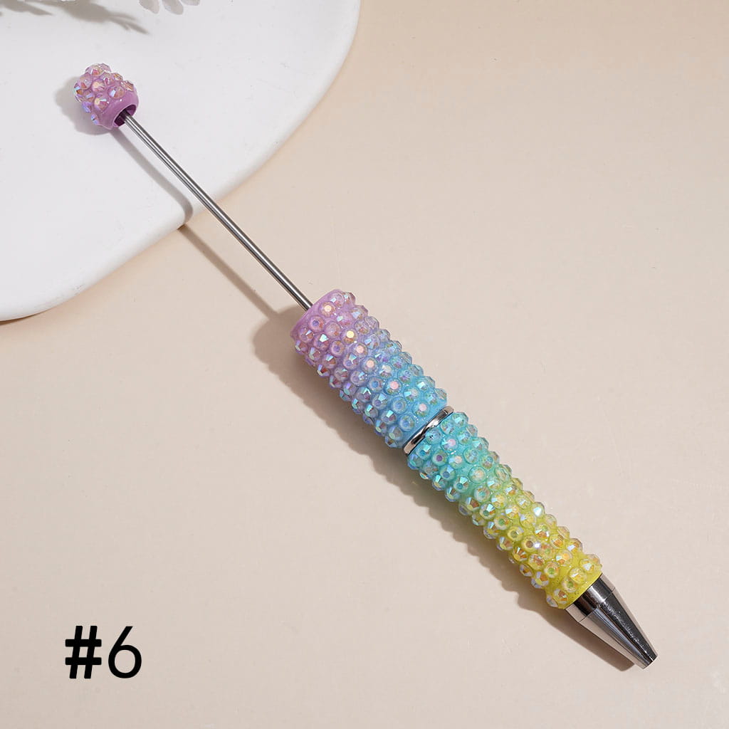 Beadable Pens with Ombre Colors Dazzling Iridescent Rhinestones Covered the Entire Pen