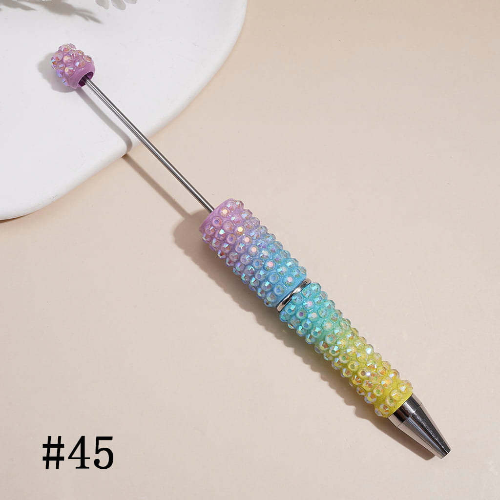 Beadable Pens with Ombre Colors Dazzling Iridescent AB Rhinestones Covered the Entire Pen