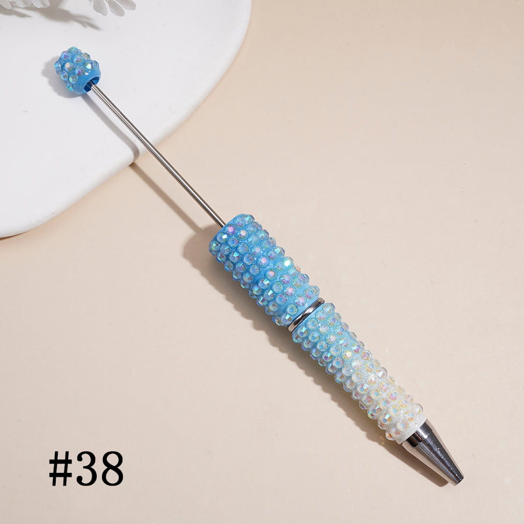 Beadable Pens with Ombre Colors Dazzling Iridescent AB Rhinestones Covered the Entire Pen