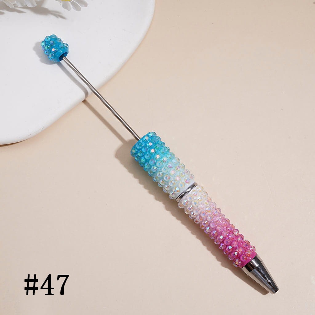 Beadable Pens with Ombre Colors Dazzling Iridescent AB Rhinestones Covered the Entire Pen