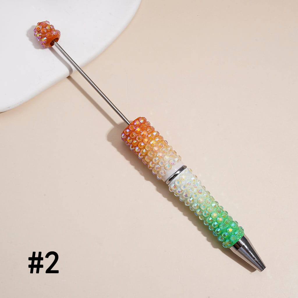 Beadable Pens with Ombre Colors Dazzling Iridescent Rhinestones Covered the Entire Pen