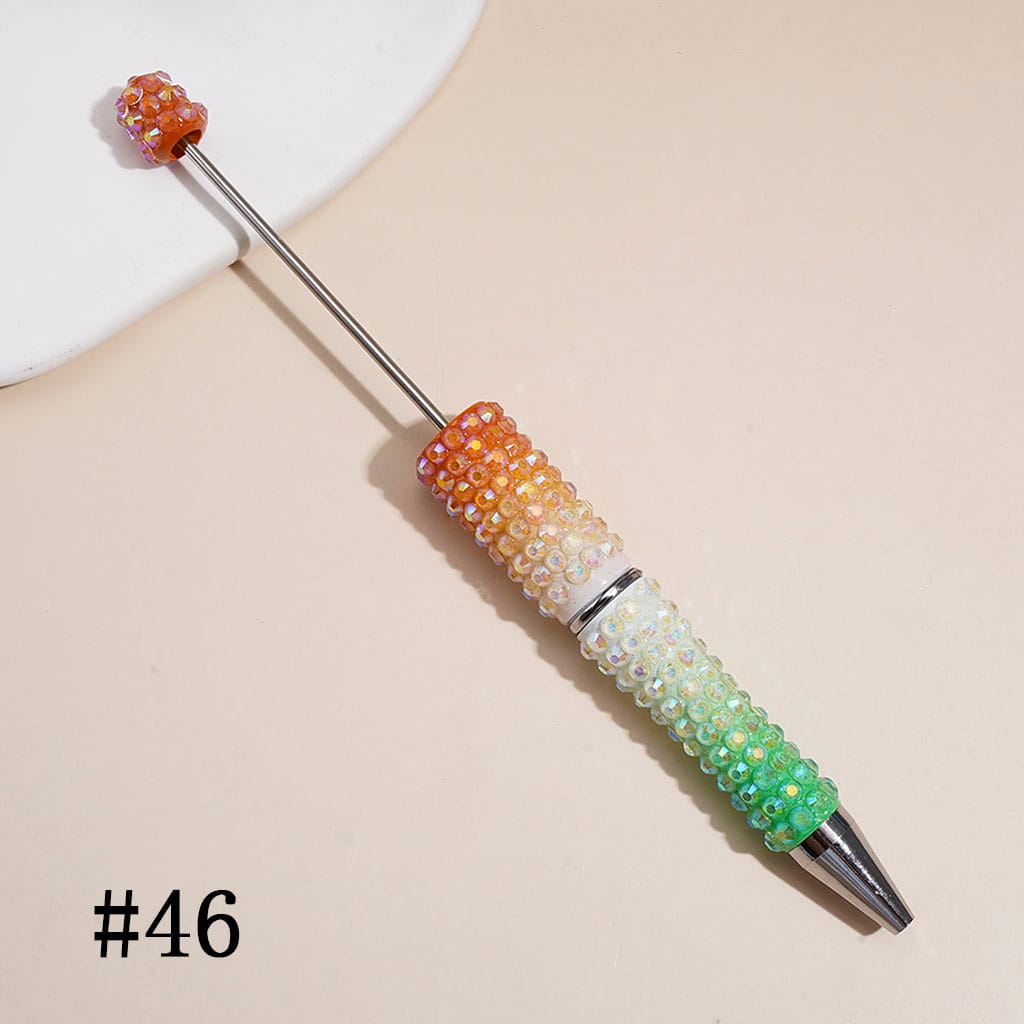 Beadable Pens with Ombre Colors Dazzling Iridescent AB Rhinestones Covered the Entire Pen