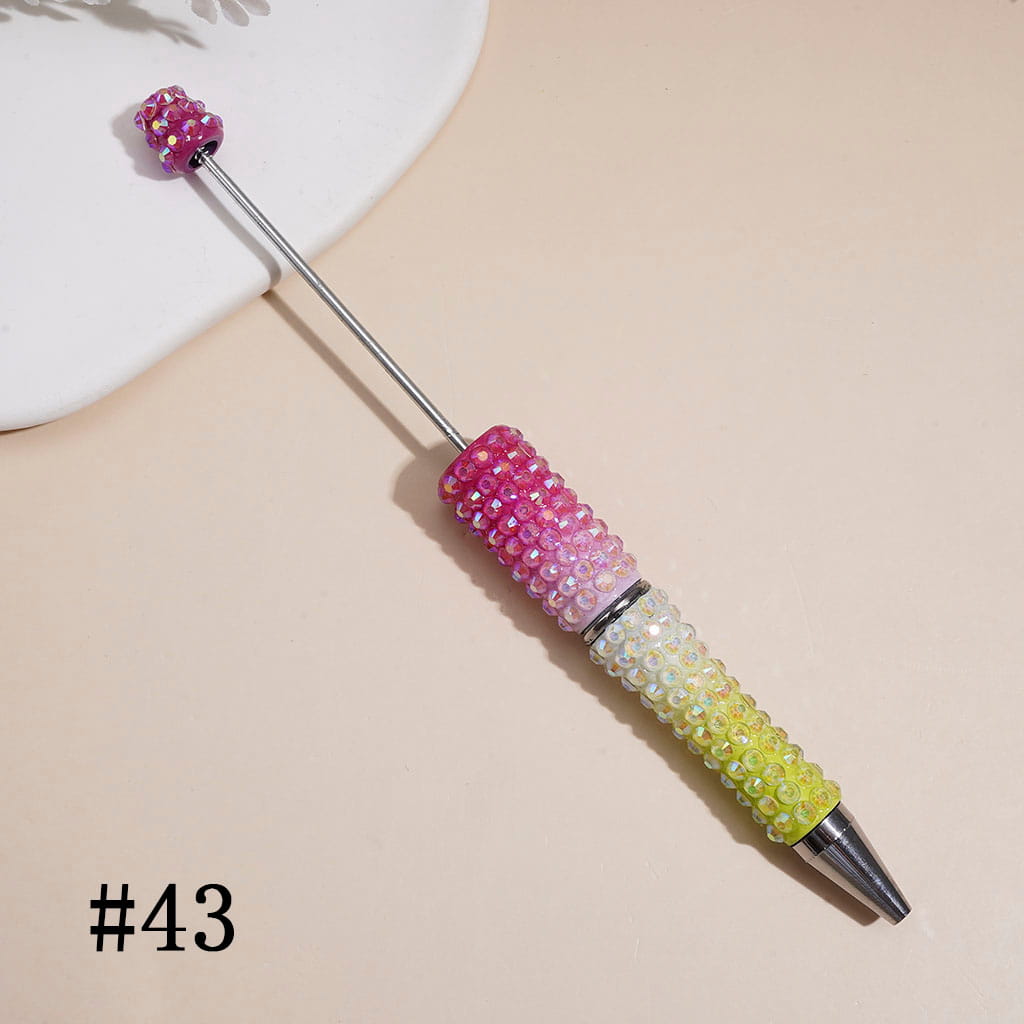 Beadable Pens with Ombre Colors Dazzling Iridescent AB Rhinestones Covered the Entire Pen