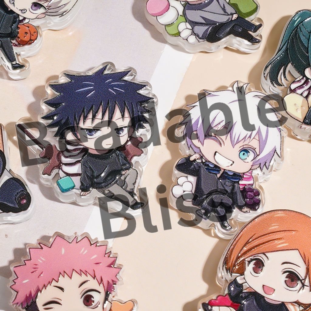 Japanese Manga High Students Character Acrylic Beads, Random Mix