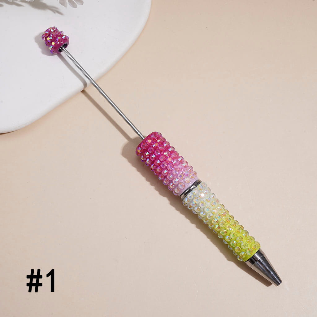 Beadable Pens with Ombre Colors Dazzling Iridescent Rhinestones Covered the Entire Pen