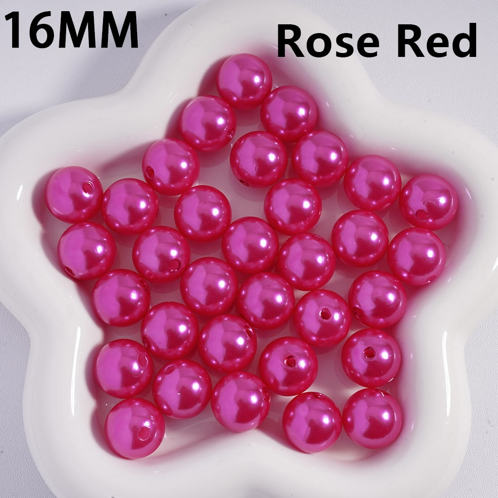 16MM rose red beads on a white star-shaped dish