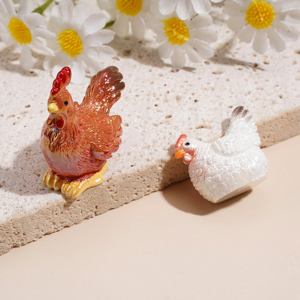 UV Coating Acrylic Beads Chicken Hen & Nest Design, Random Mix