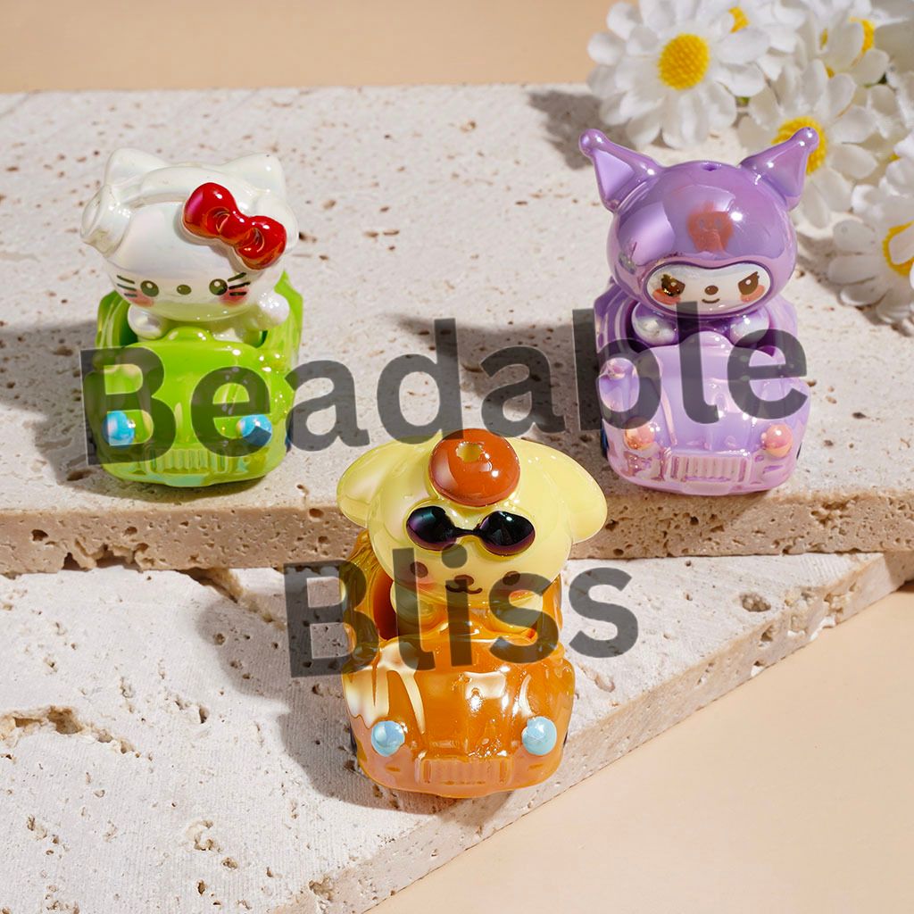 UV-Coated Acrylic Beads Adorable Character and Car, Random Mix (Please Read the Description)