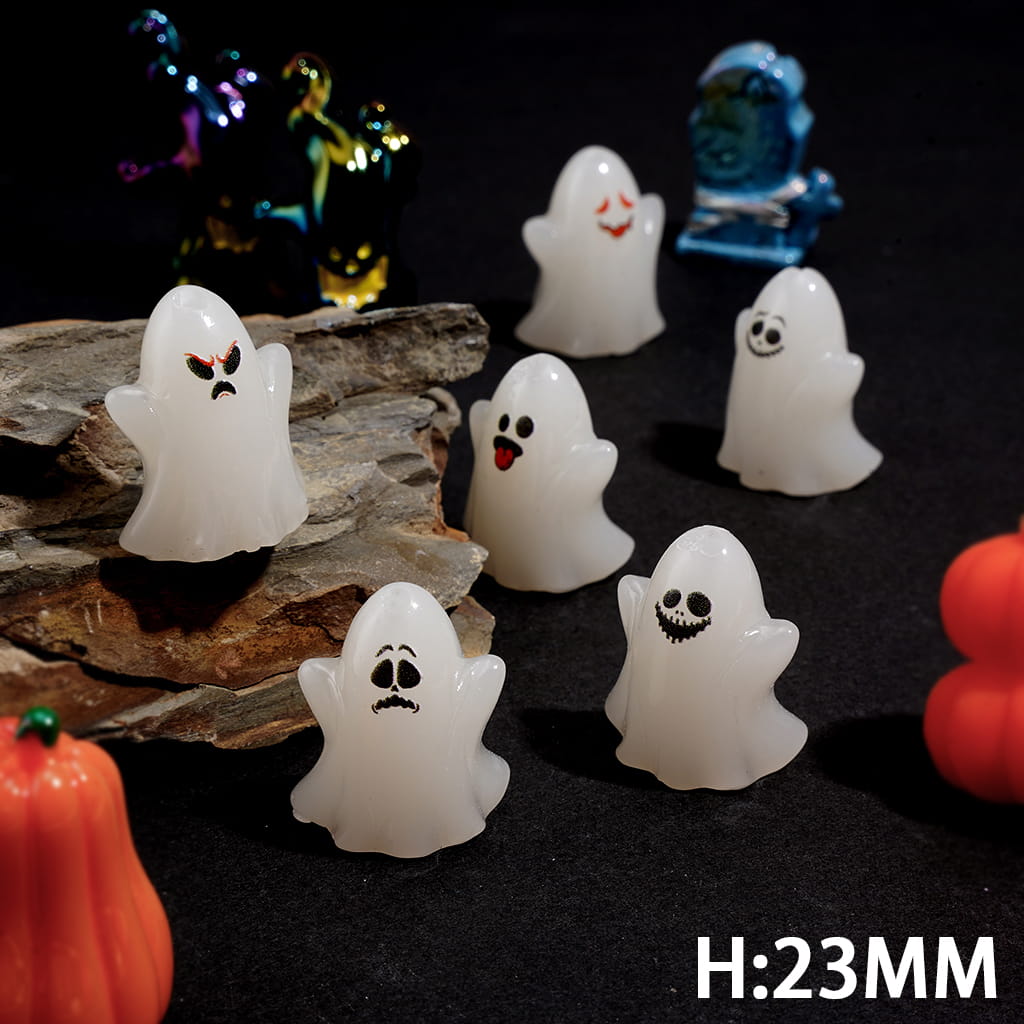 Acrylic Beads Pen Toppers Jewelry Accessories Tall Mini Halloween Ghost Character, Height 23MM