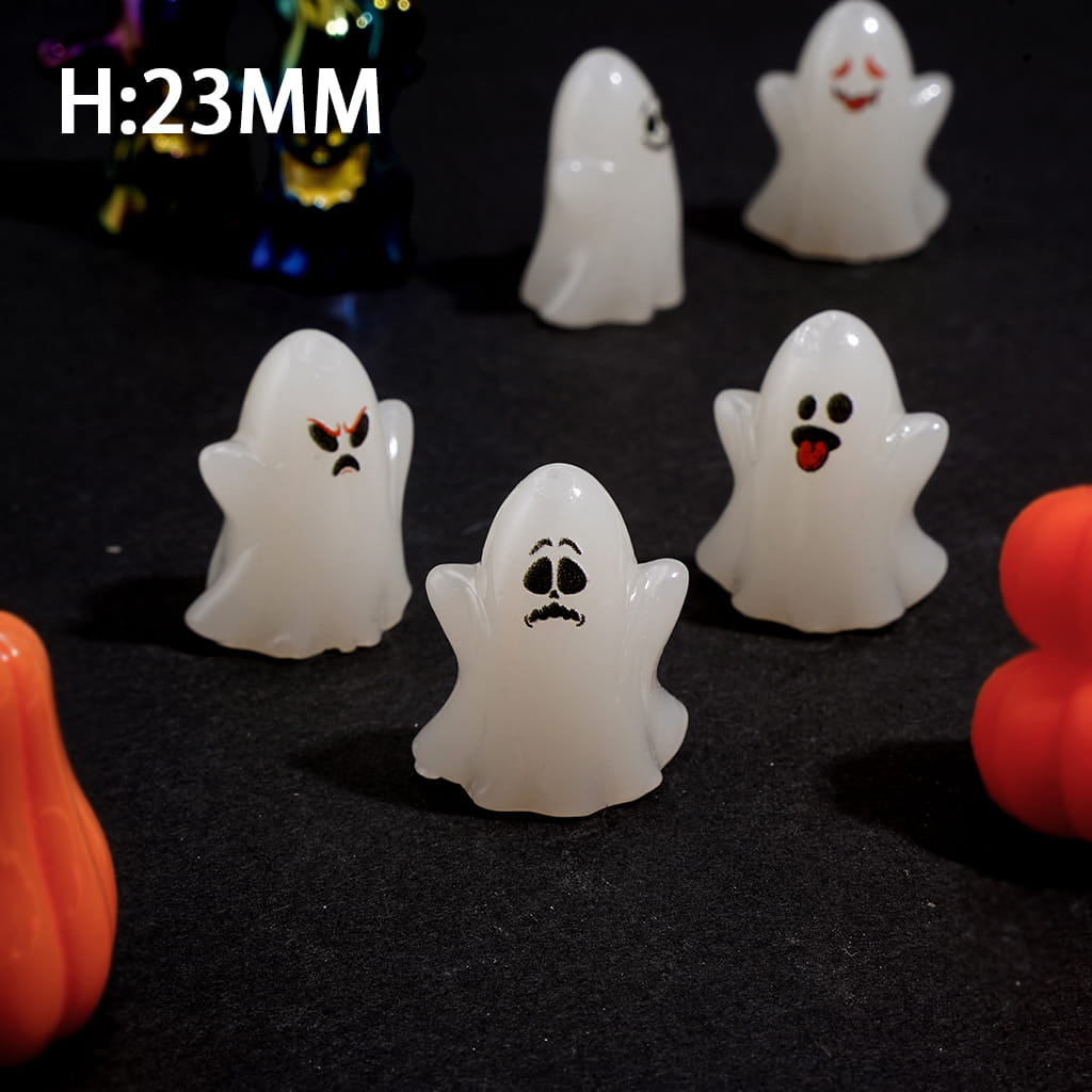 Acrylic Beads Pen Toppers Jewelry Accessories Tall Mini Halloween Ghost Character, Height 23MM