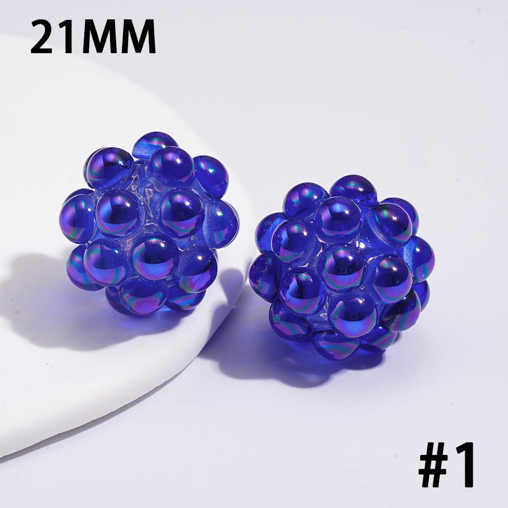Handmade Dazzling Half-faced Rhinestones Acrylic Beads 21MM Various Colors
