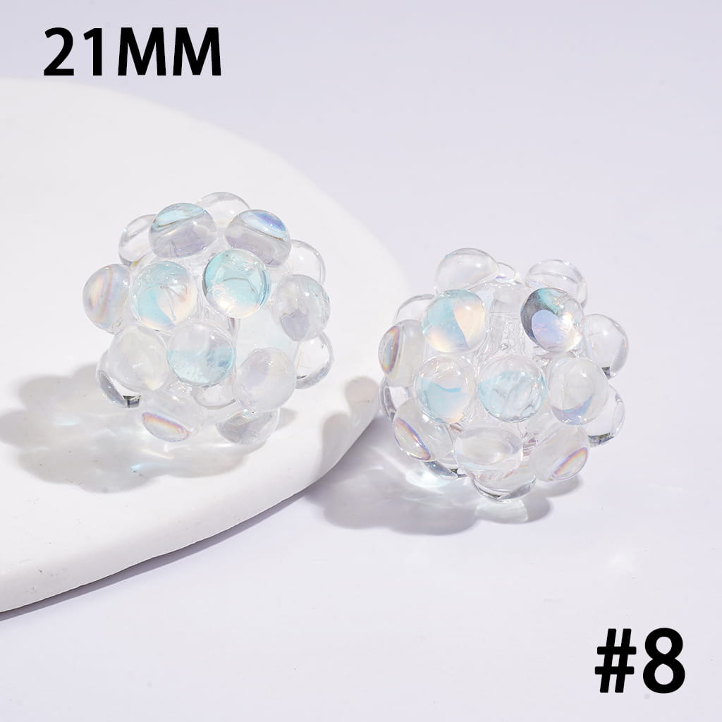 Handmade Dazzling Half-faced Rhinestones Acrylic Beads 21MM Various Colors
