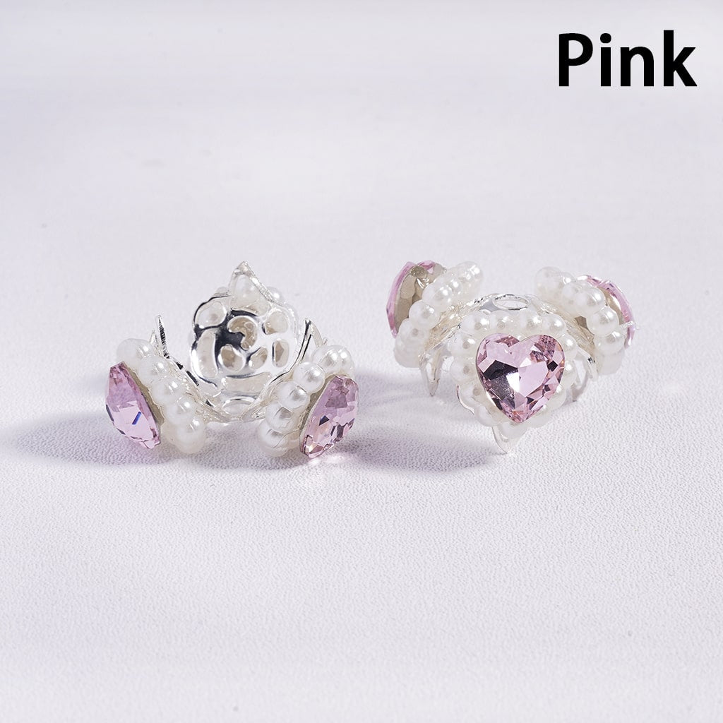 Metal Beads Cages with Hearts and White Pearl Chains, Silver Beads Caps, Multi-Color (They Fit 16MM Beads)