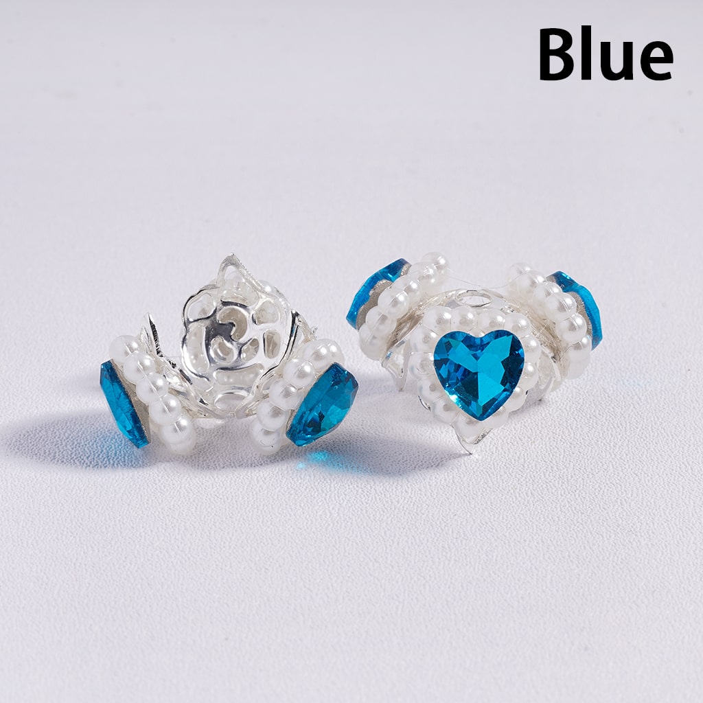 Metal Beads Cages with Hearts and White Pearl Chains, Silver Beads Caps, Multi-Color (They Fit 16MM Beads)