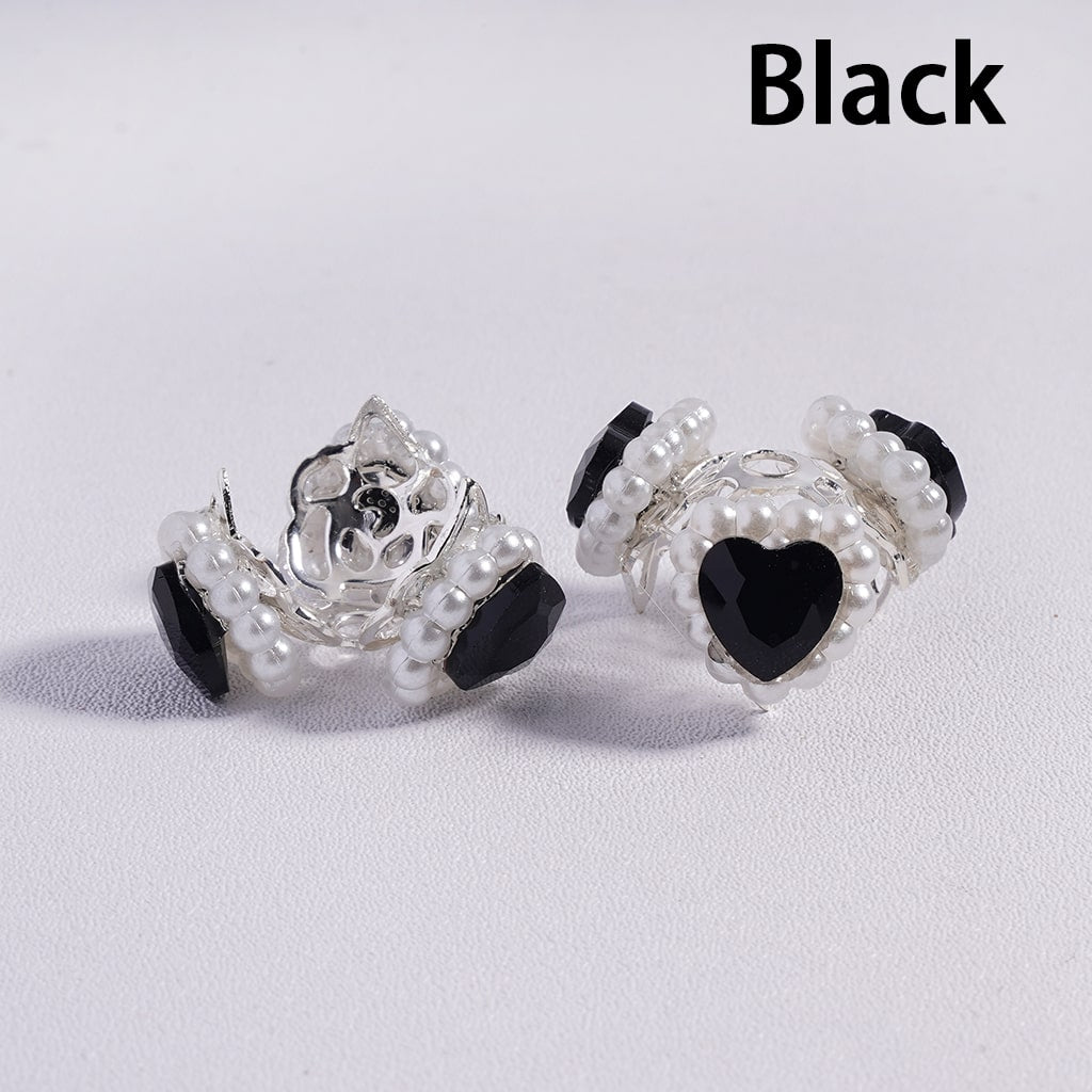 Metal Beads Cages with Hearts and White Pearl Chains, Silver Beads Caps, Multi-Color (They Fit 16MM Beads)