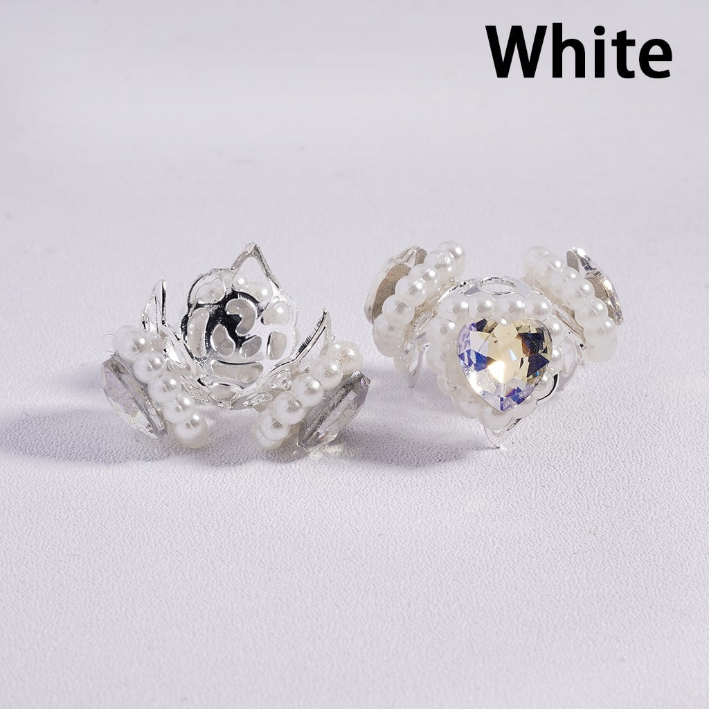 Metal Beads Cages with Hearts and White Pearl Chains, Silver Beads Caps, Multi-Color (They Fit 16MM Beads)