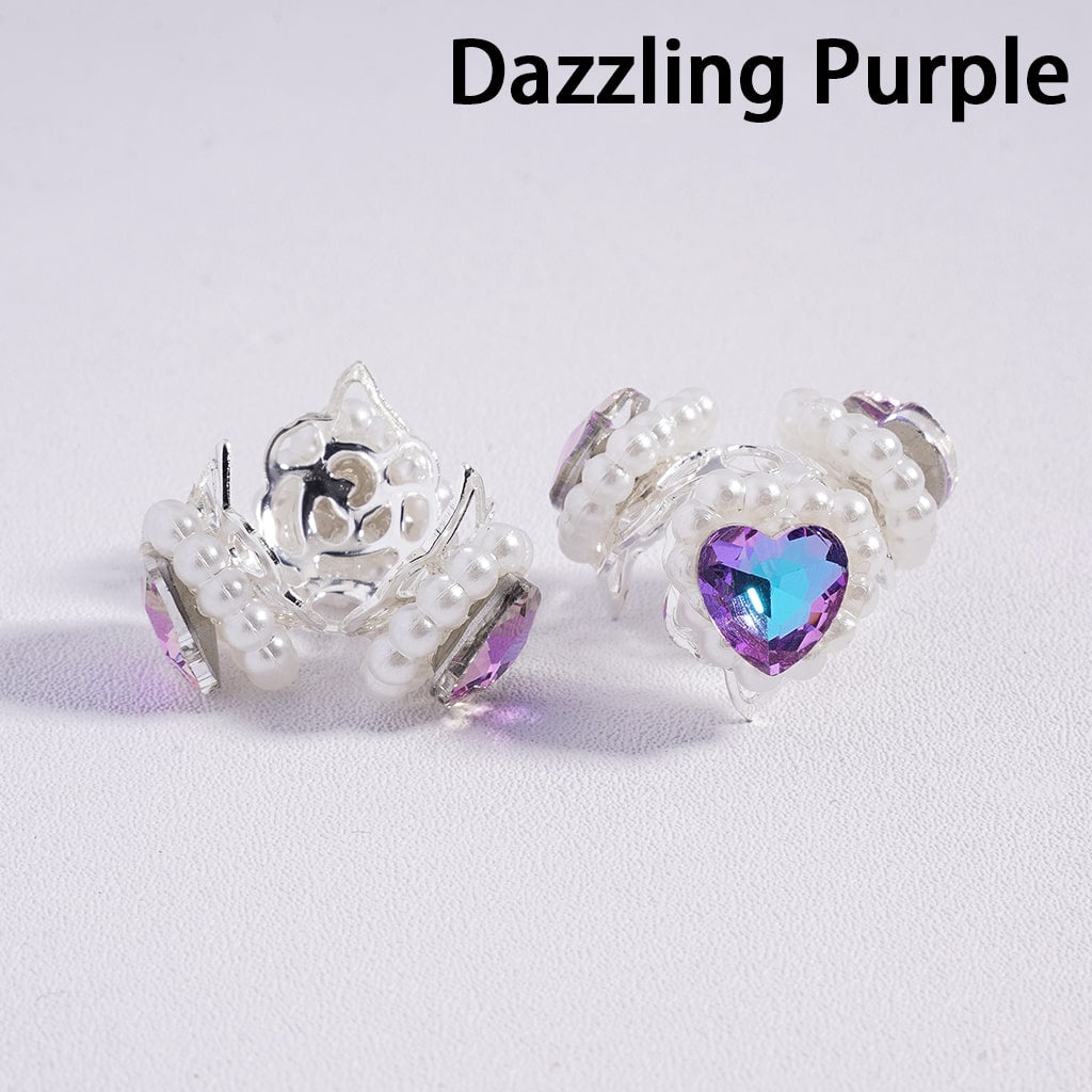 Metal Beads Cages with Hearts and White Pearl Chains, Silver Beads Caps, Multi-Color (They Fit 16MM Beads)