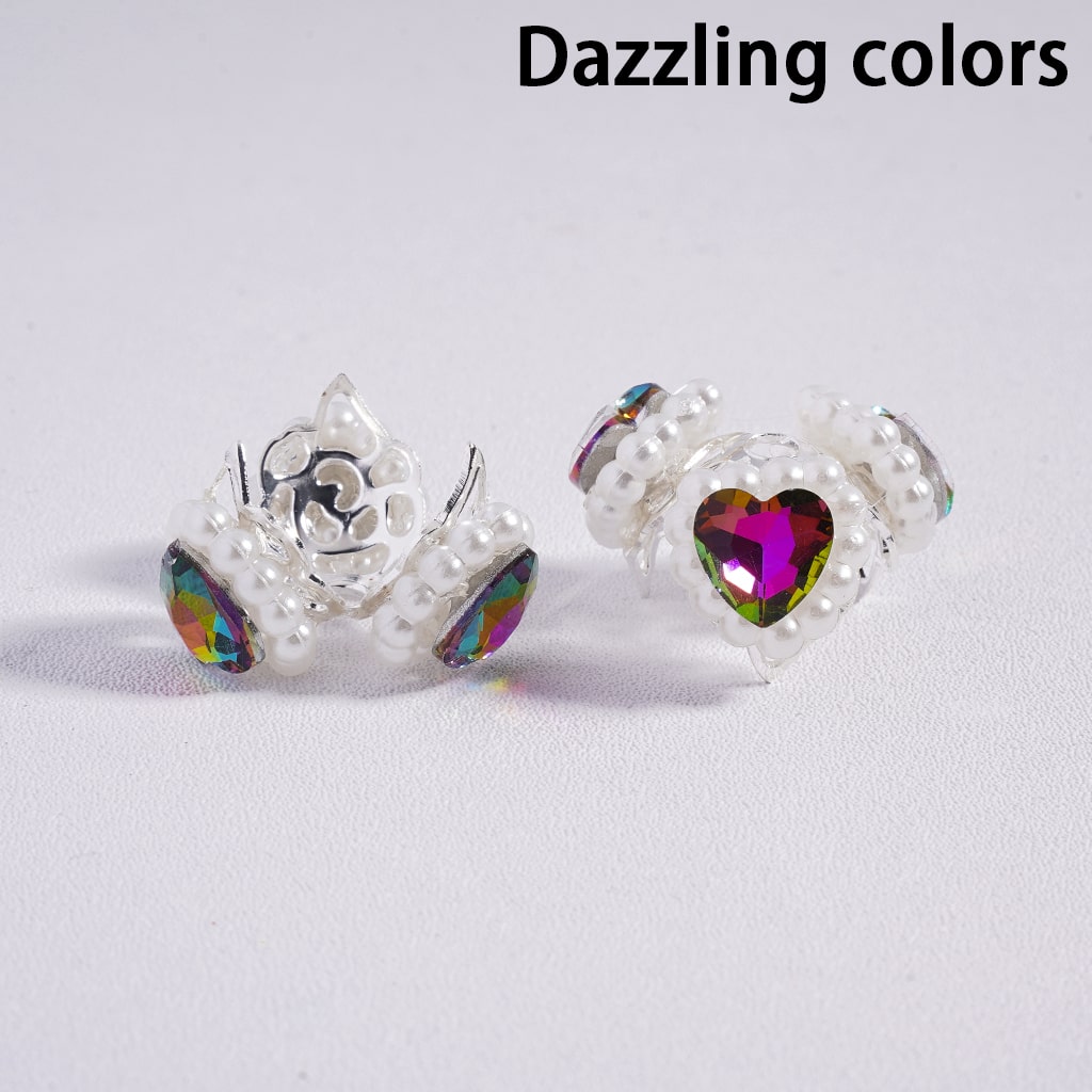 Metal Beads Cages with Hearts and White Pearl Chains, Silver Beads Caps, Multi-Color (They Fit 16MM Beads)